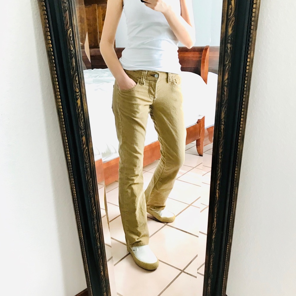 LEVI BUTTON FLY LOW SLOUCH STRETCH CORDUROY PANTS